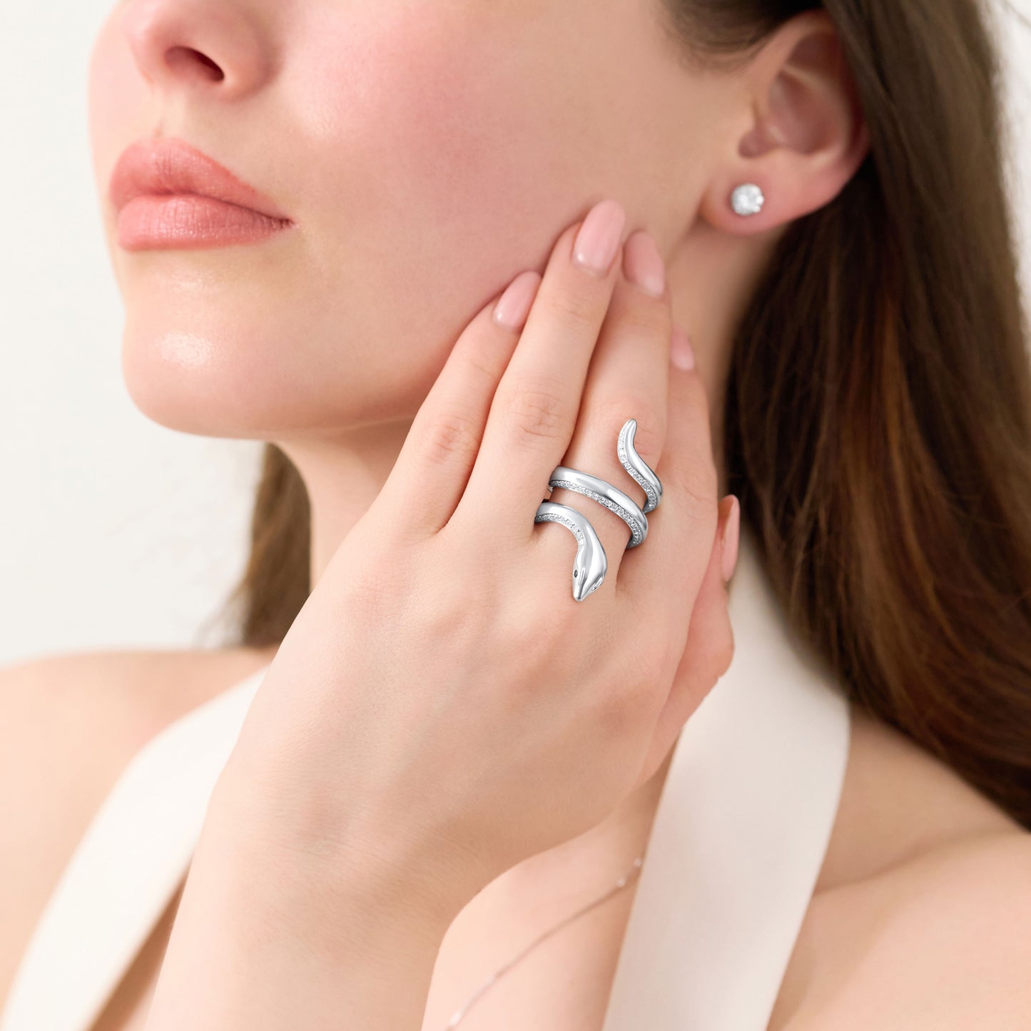 Platinum Diamond Set Snake Ring