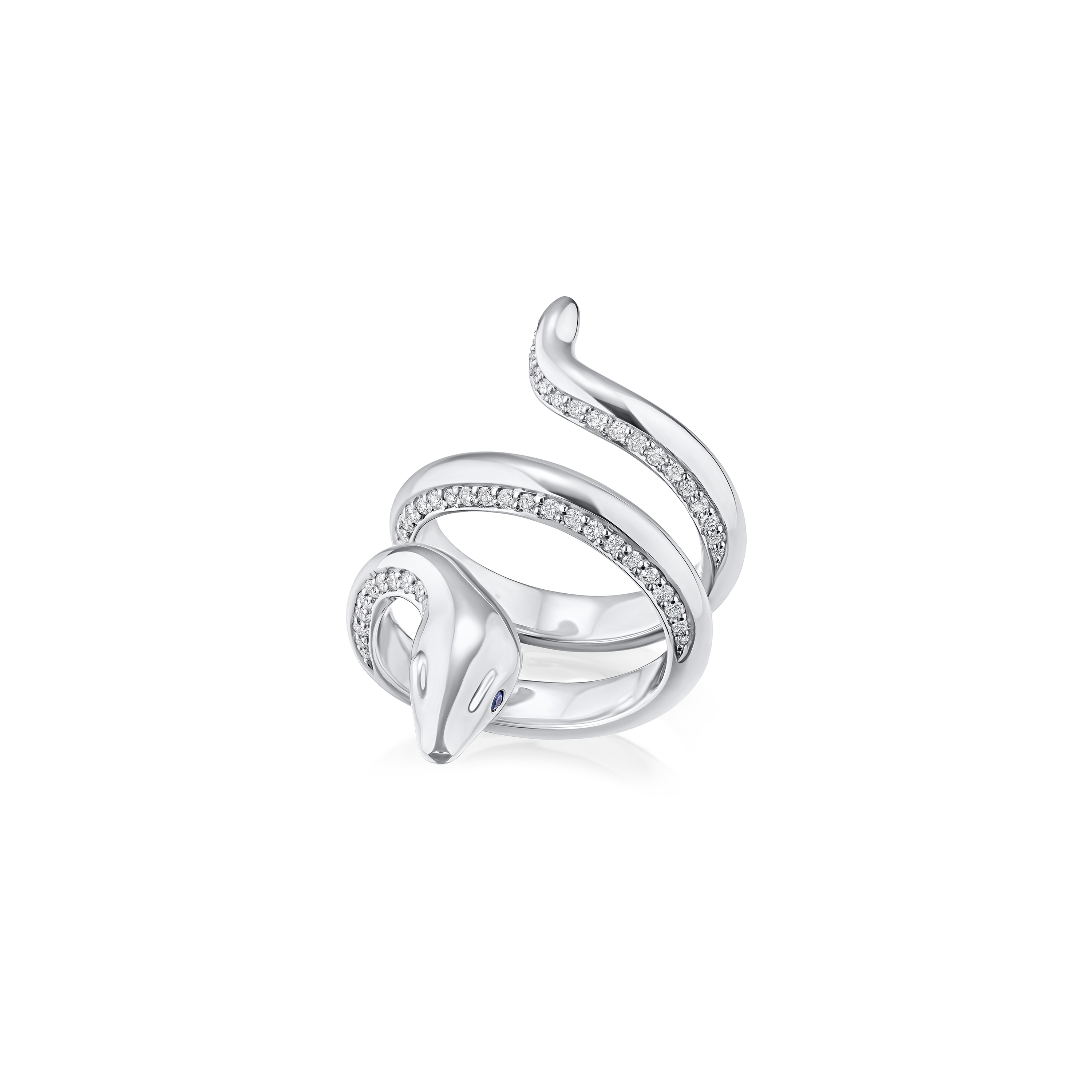 Platinum Diamond Set Snake Ring