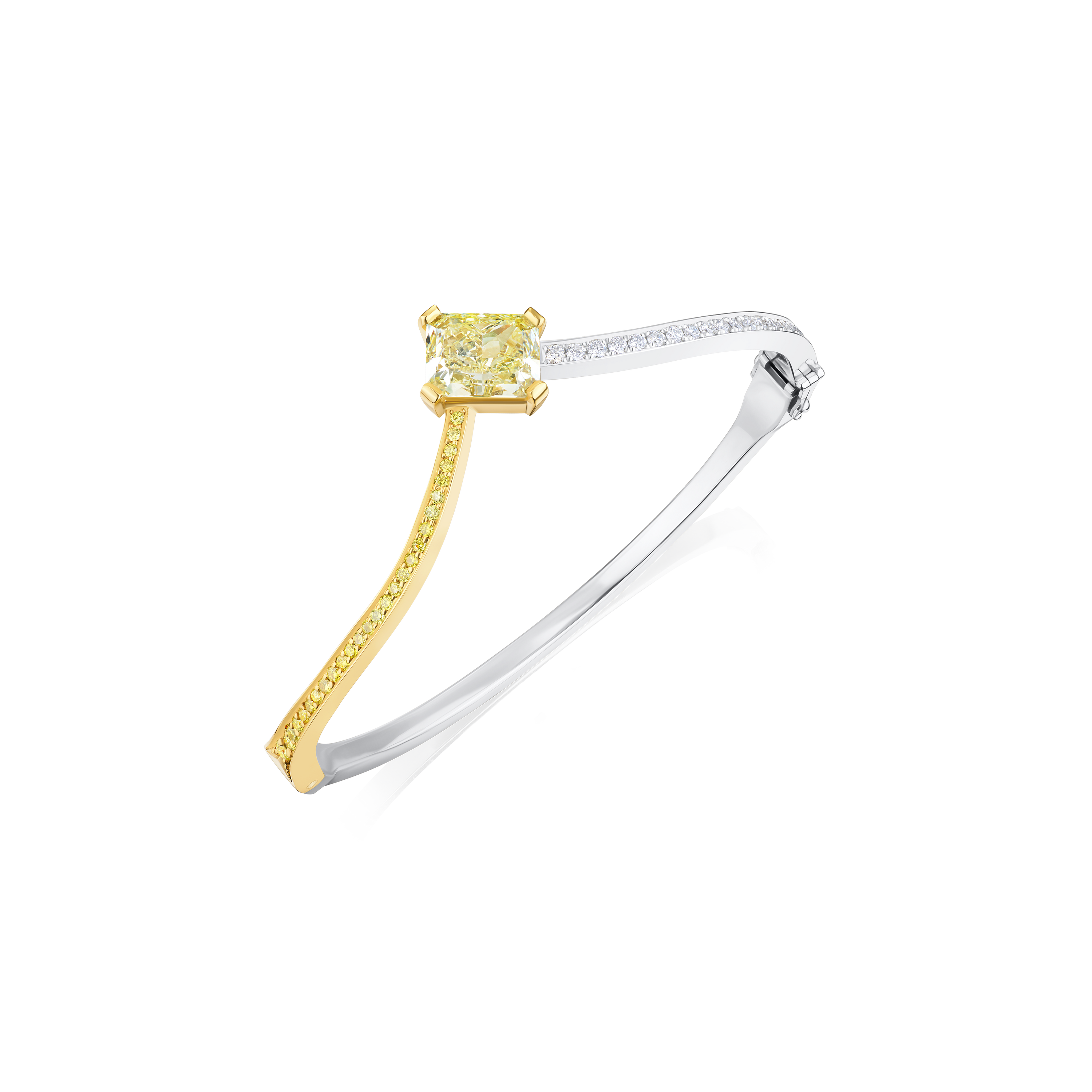 Yellow and White Diamond Set Bangle