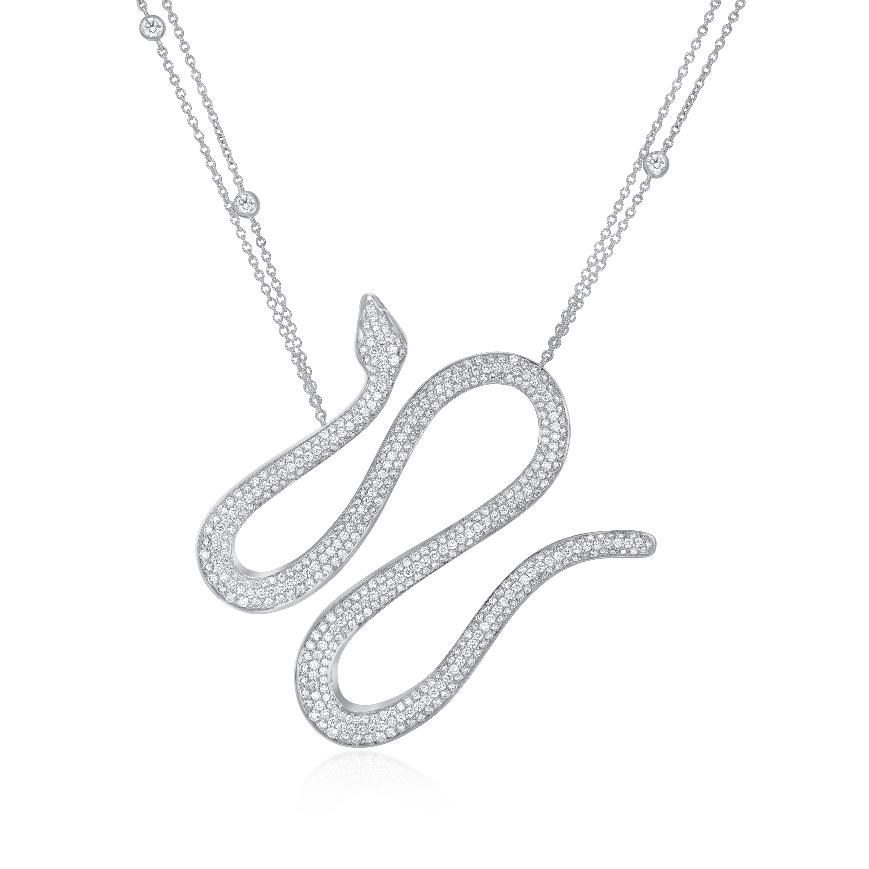 Diamond Set Platinum Snake Pendant
