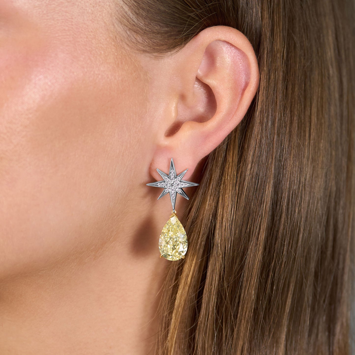 Sienna Star Yellow Diamond Drop Earrings