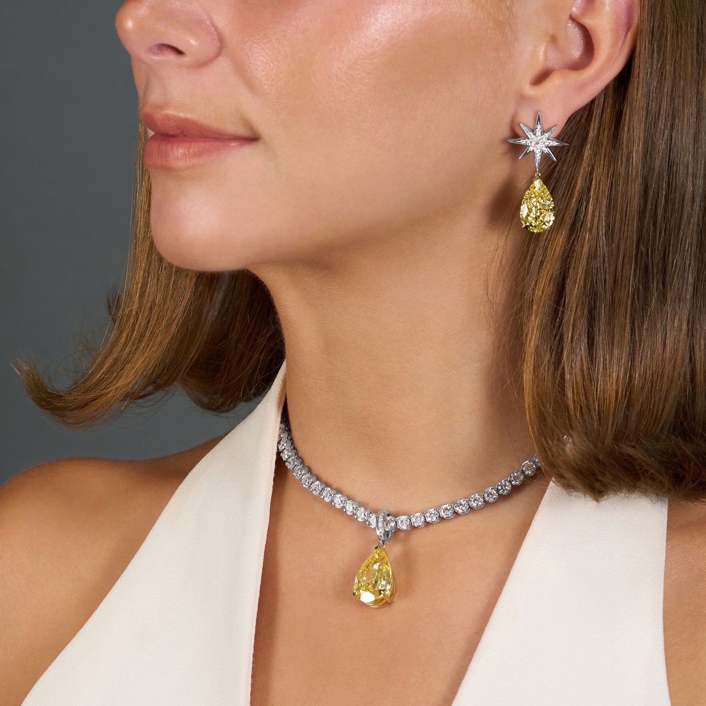 14.70ct Pear Cut Yellow Diamond Pendant