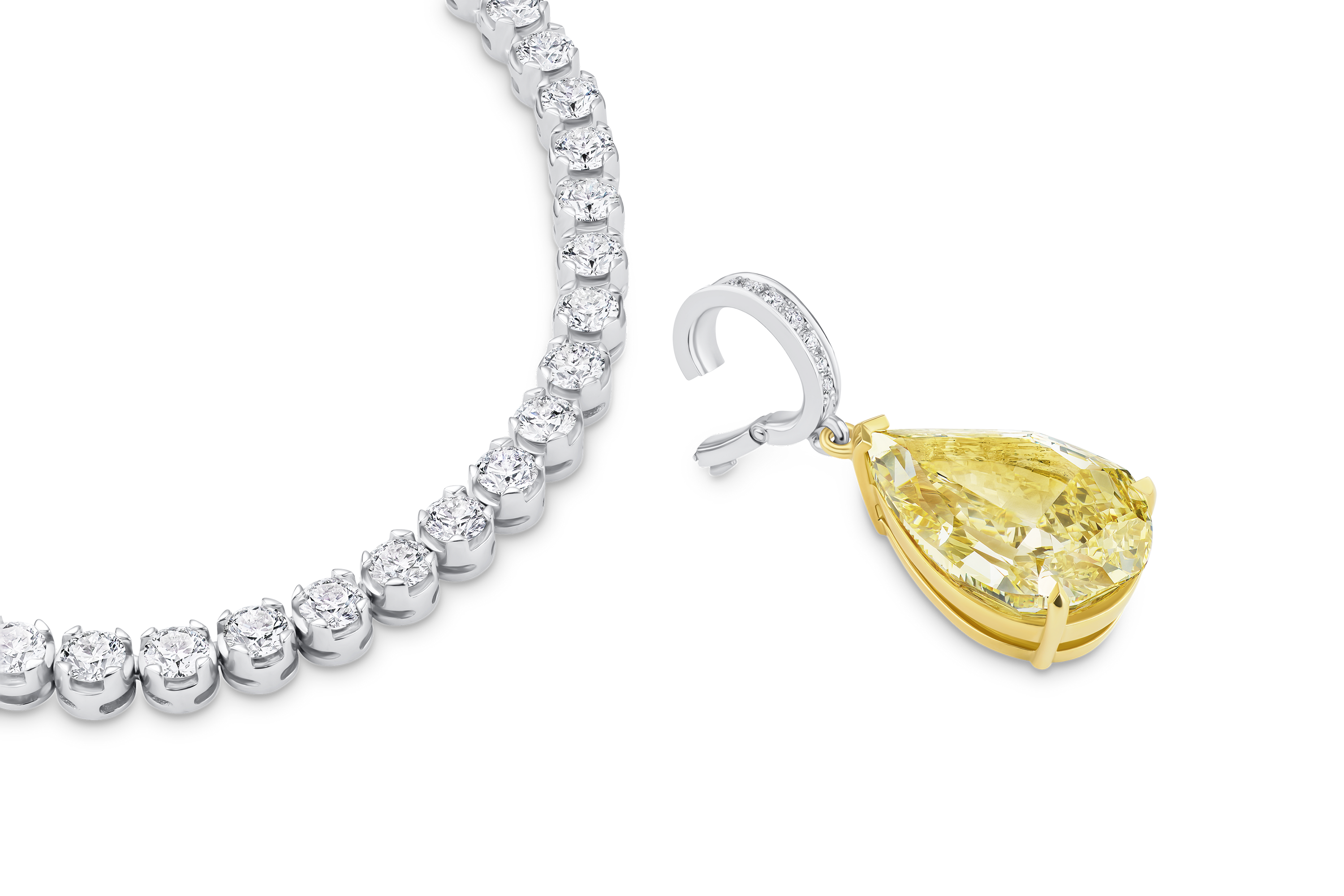 14.70ct Pear Cut Yellow Diamond Pendant