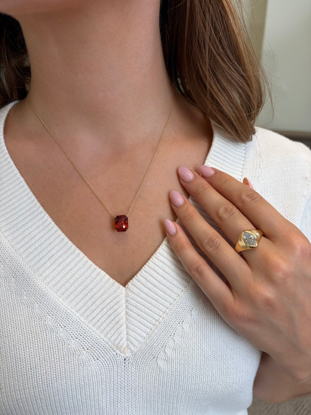 Spessartite Garnet 18ct Yellow Gold Pendant