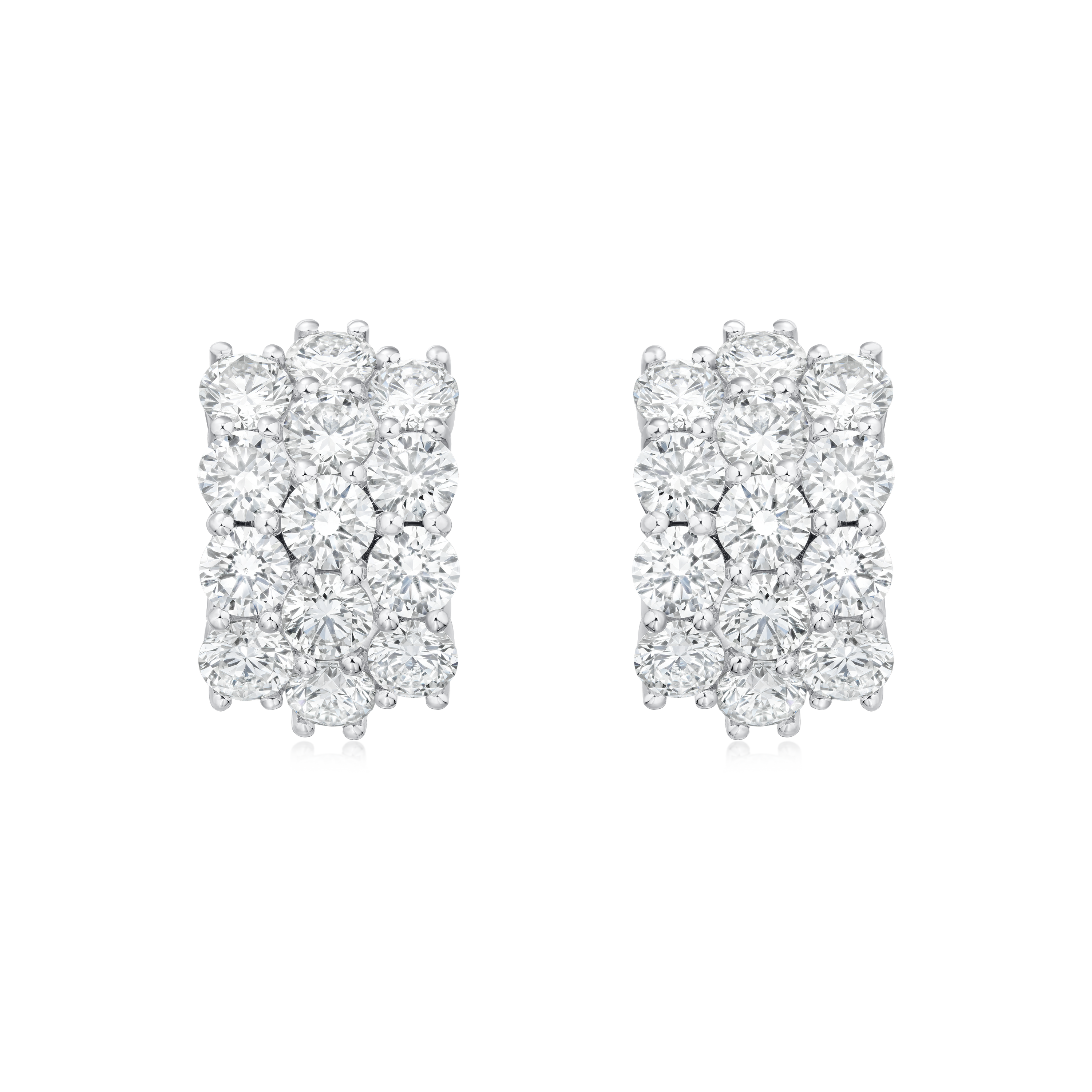 4.13ct Three Row Diamond Wave Earrings