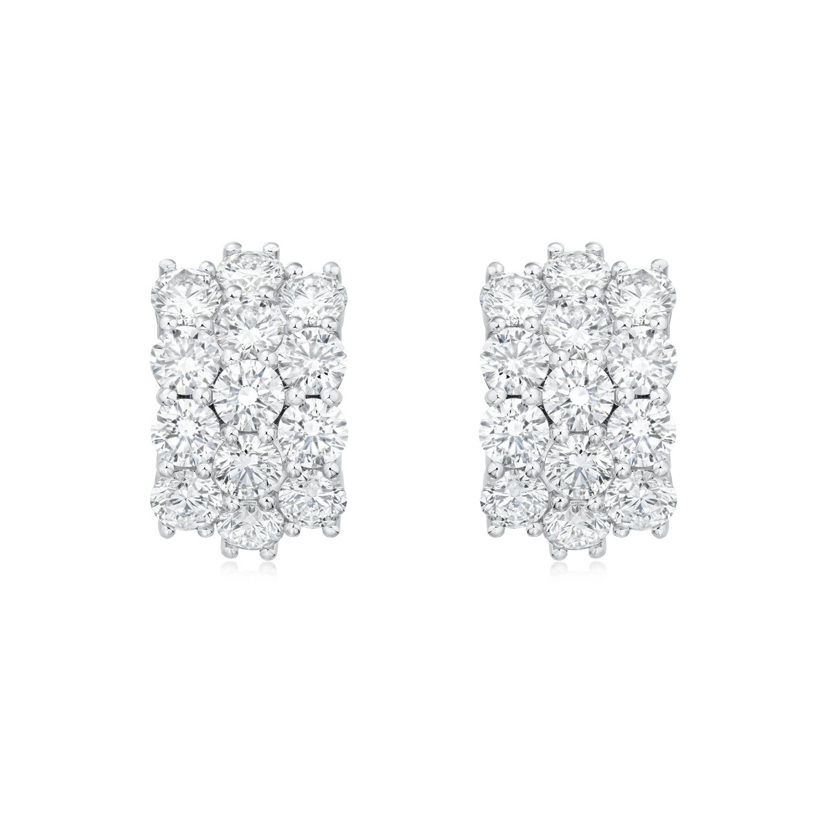 Three Row Diamond Wave Earrings