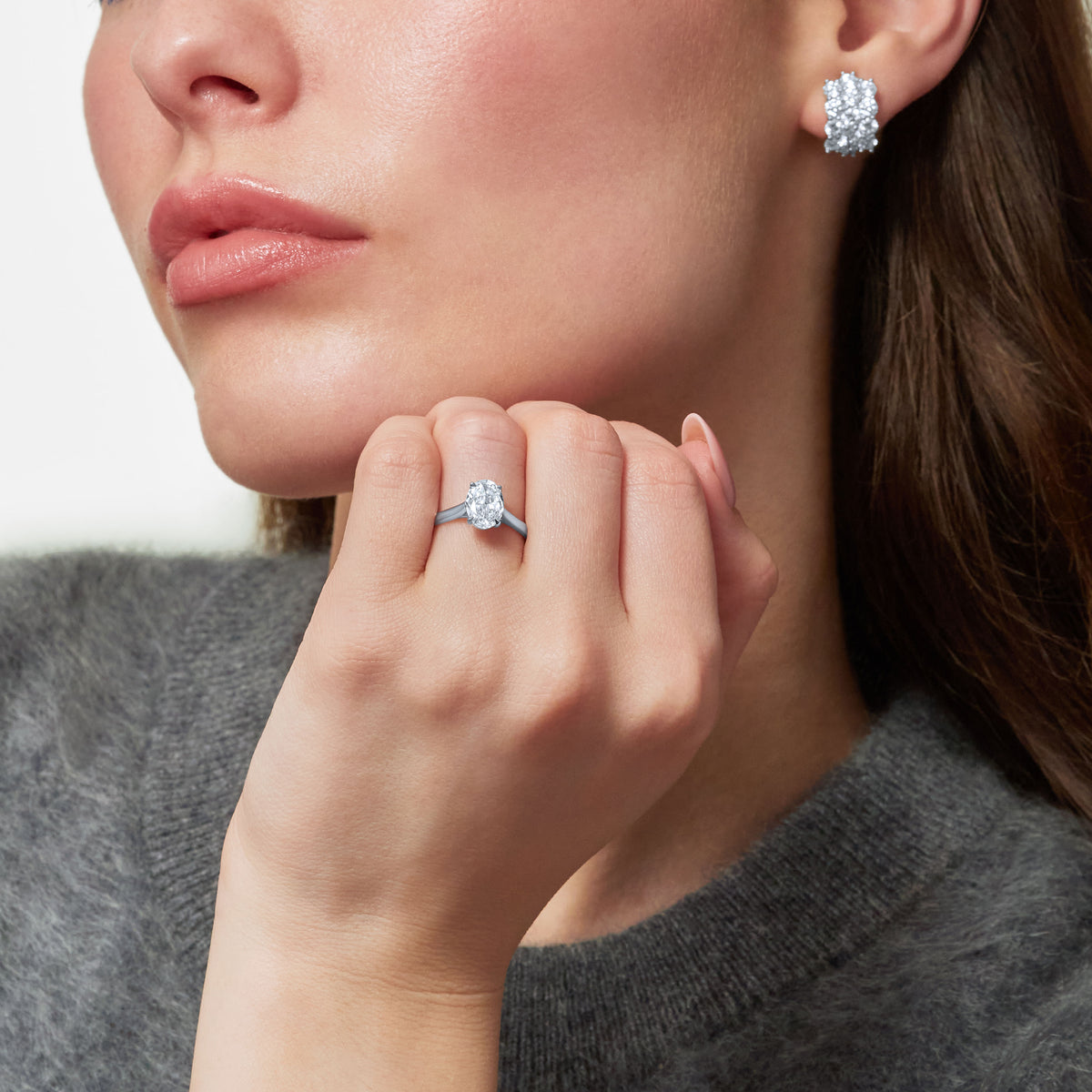 4.13ct Three Row Diamond Wave Earrings