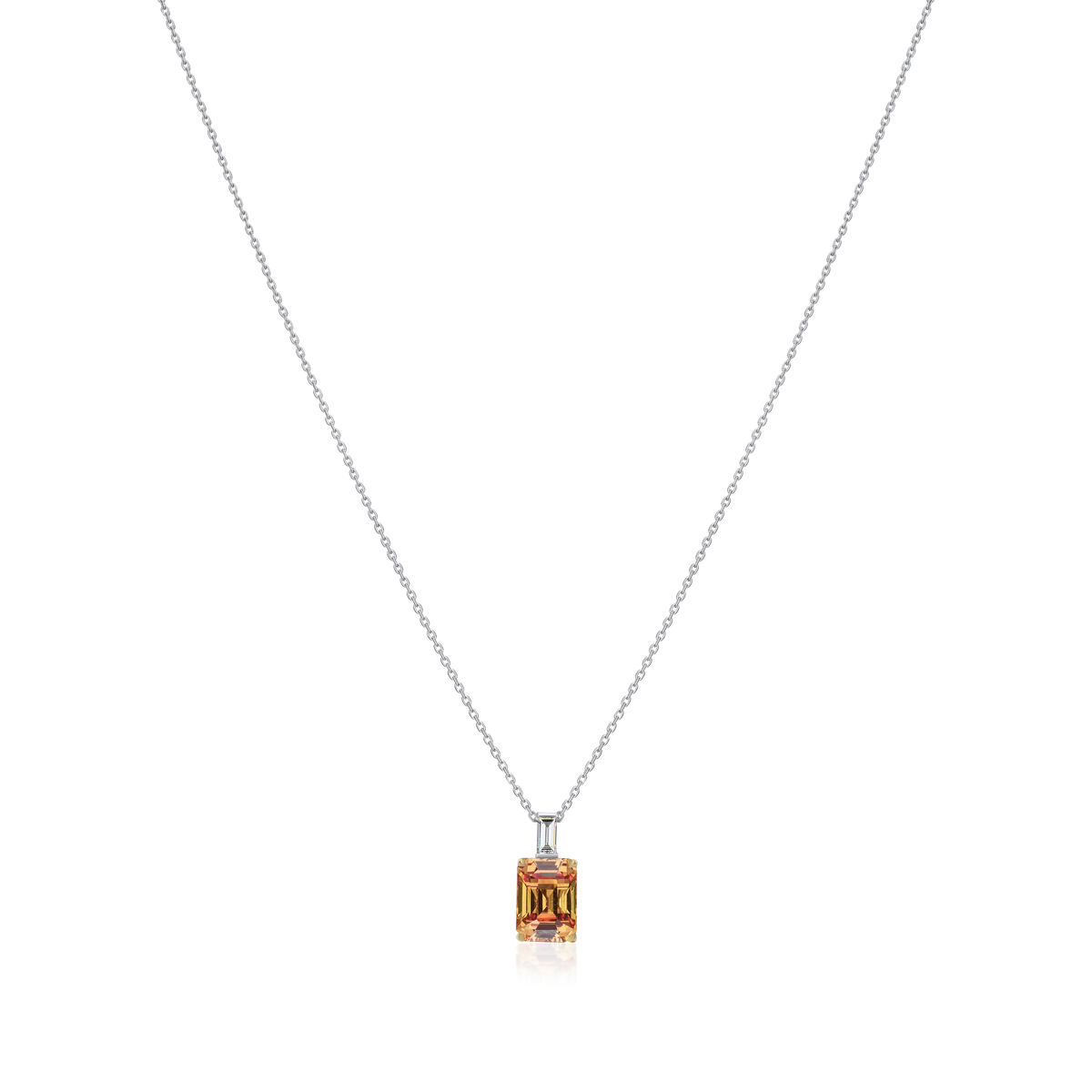 Orange Sapphire and Diamond Pendant