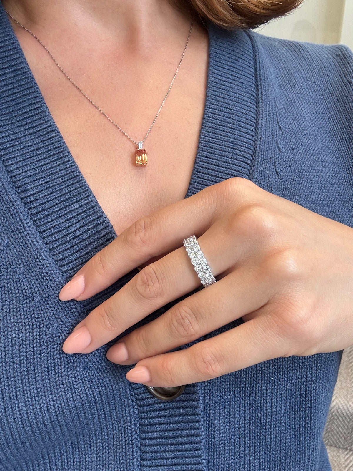 Orange Sapphire and Diamond Pendant