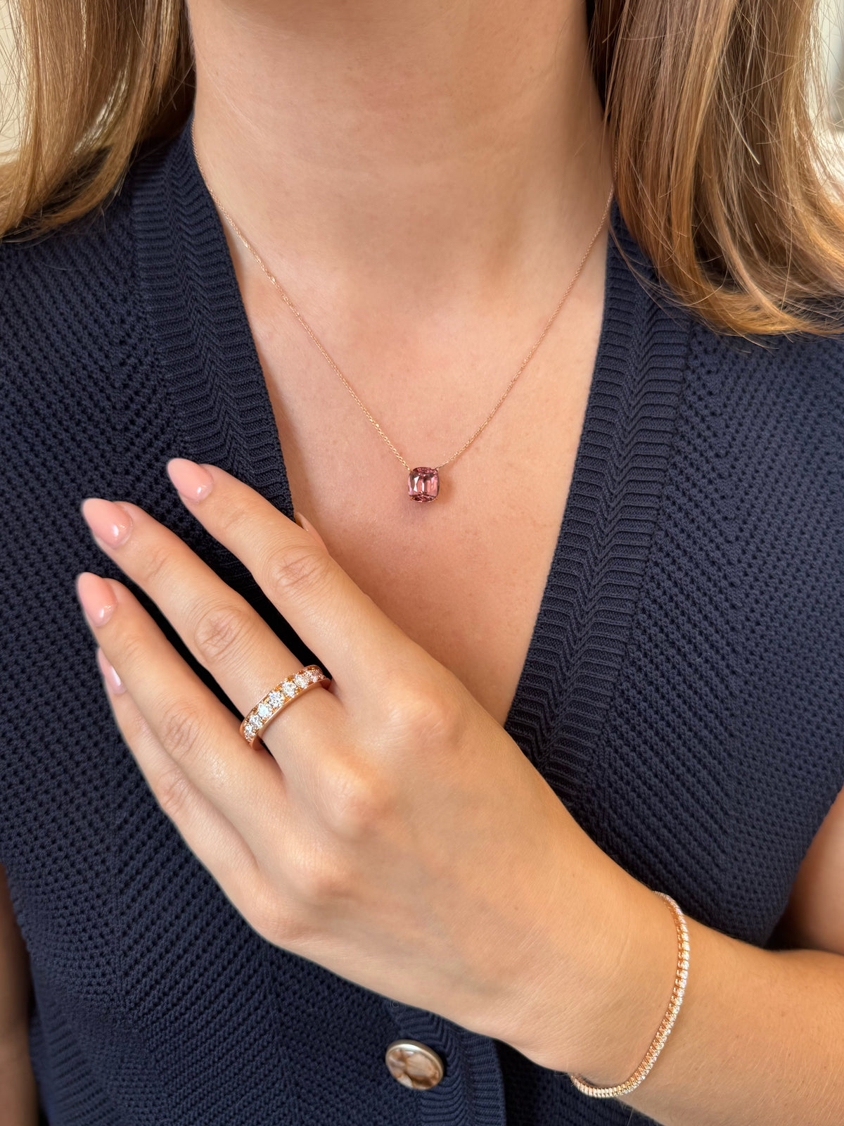 Peach Zircon Solitaire Pendant