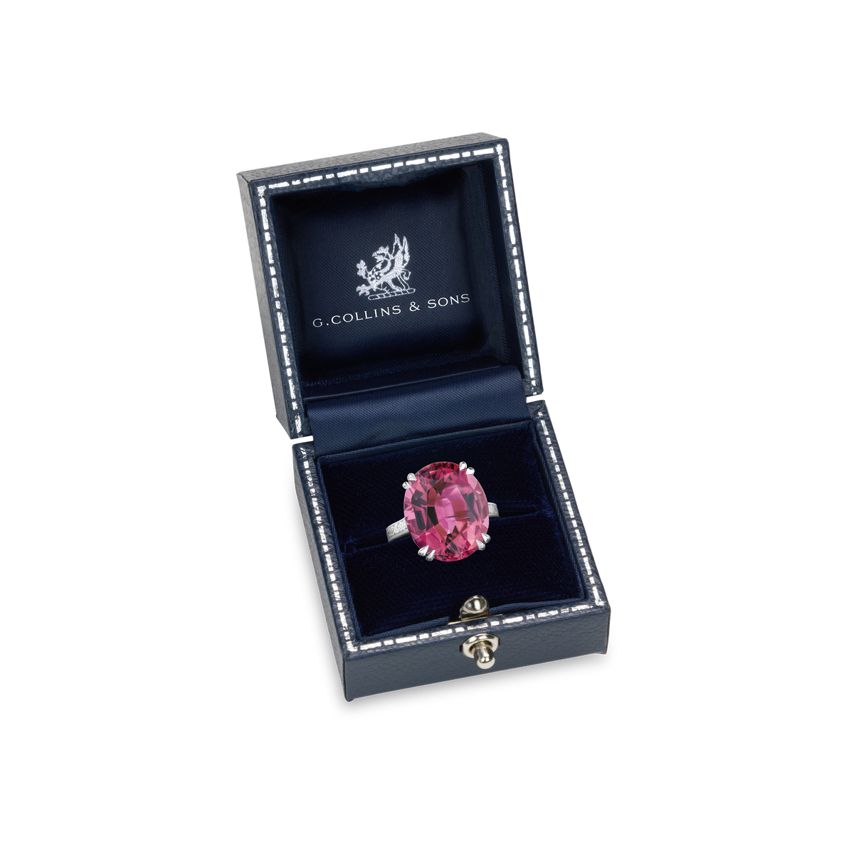 Red Tourmaline and Diamond Ring