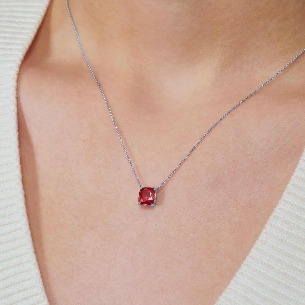 Orange Spinel Solitaire Pendant