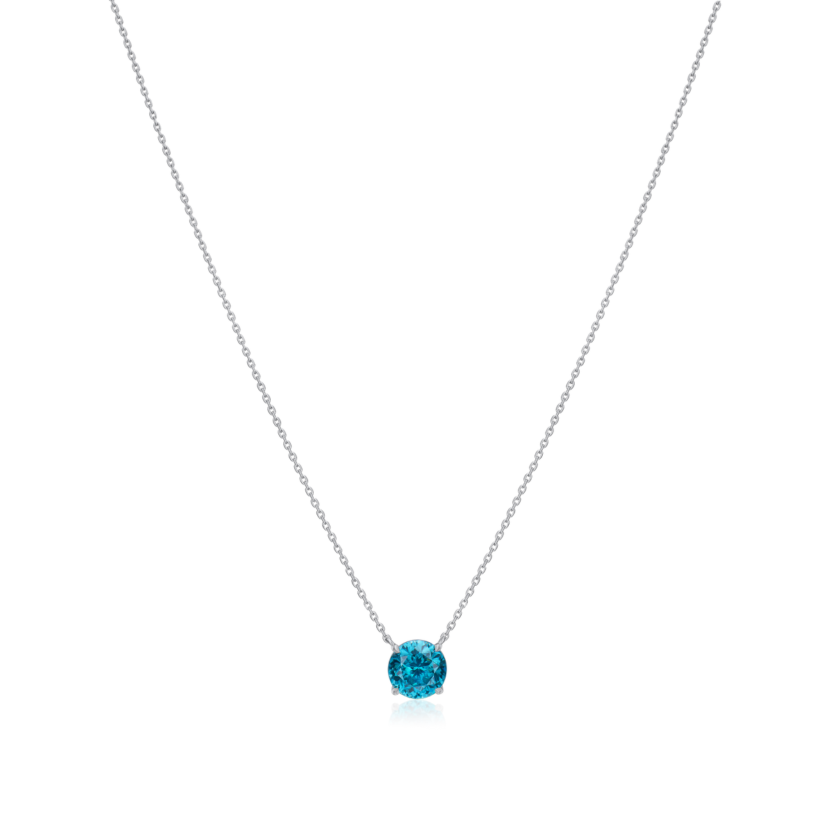 Round Blue Zircon Solitaire Pendant