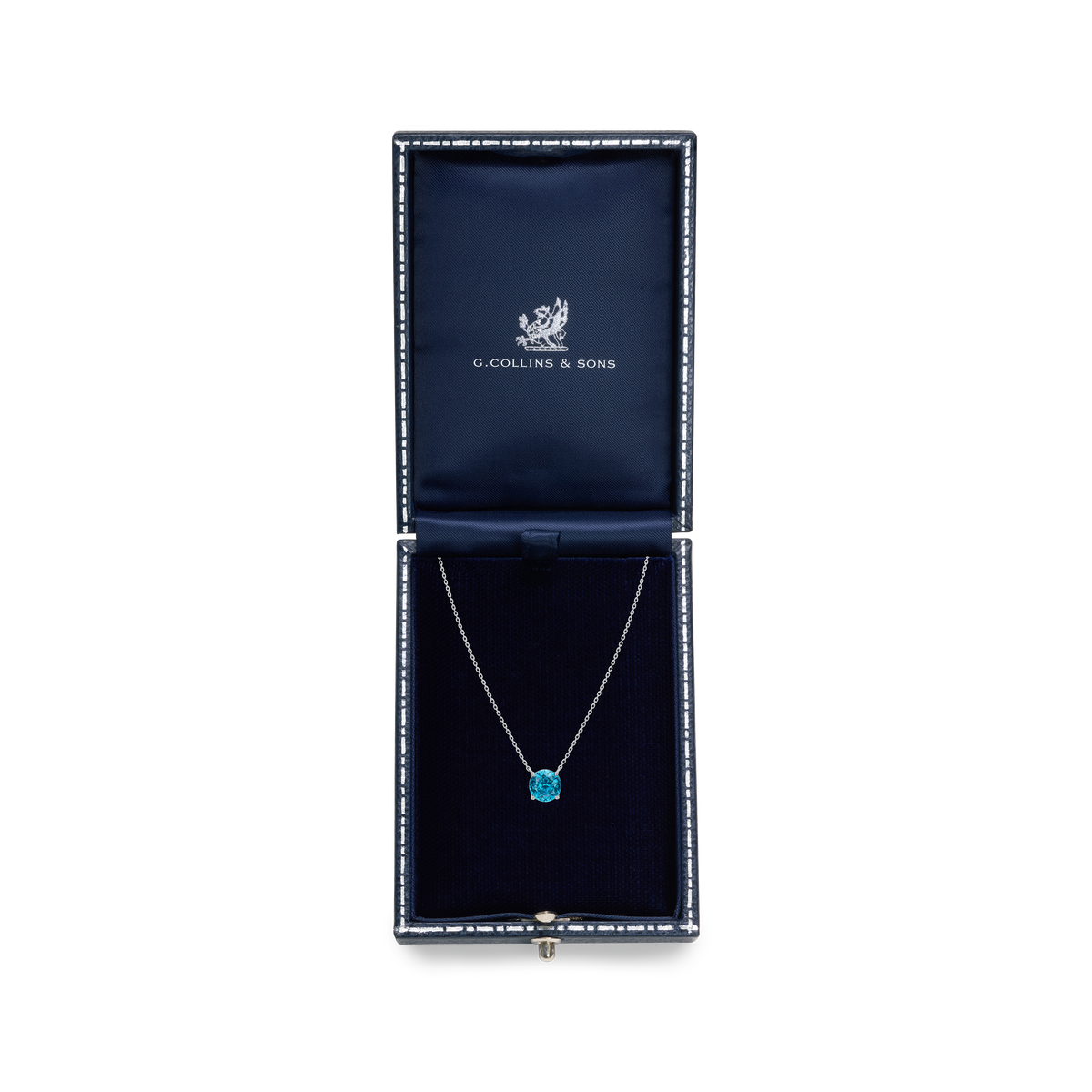 Round Blue Zircon Solitaire Pendant