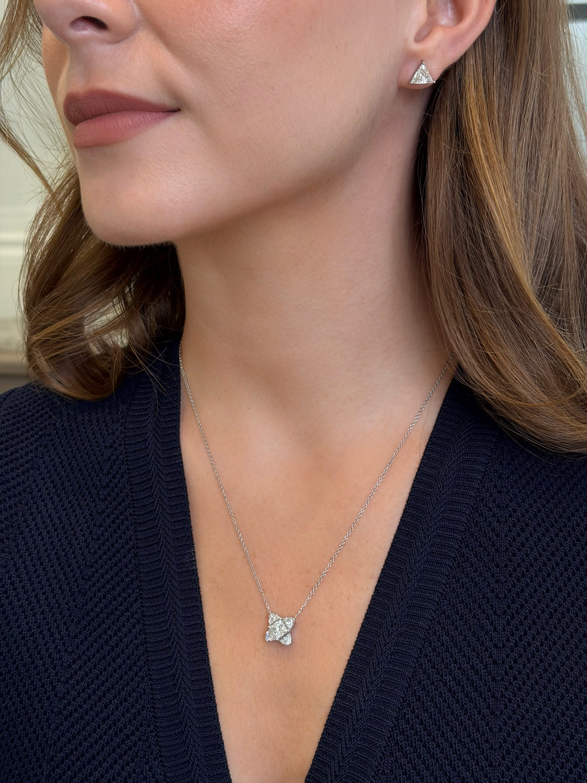 Princess Cut Diamond Cluster Pendant