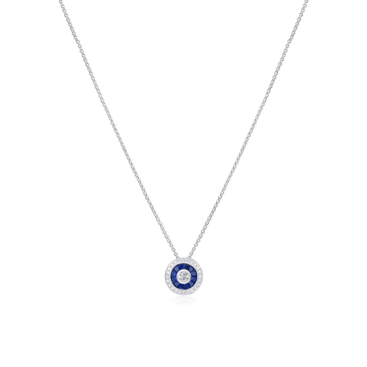 Sapphire and Diamond Cluster Pendant