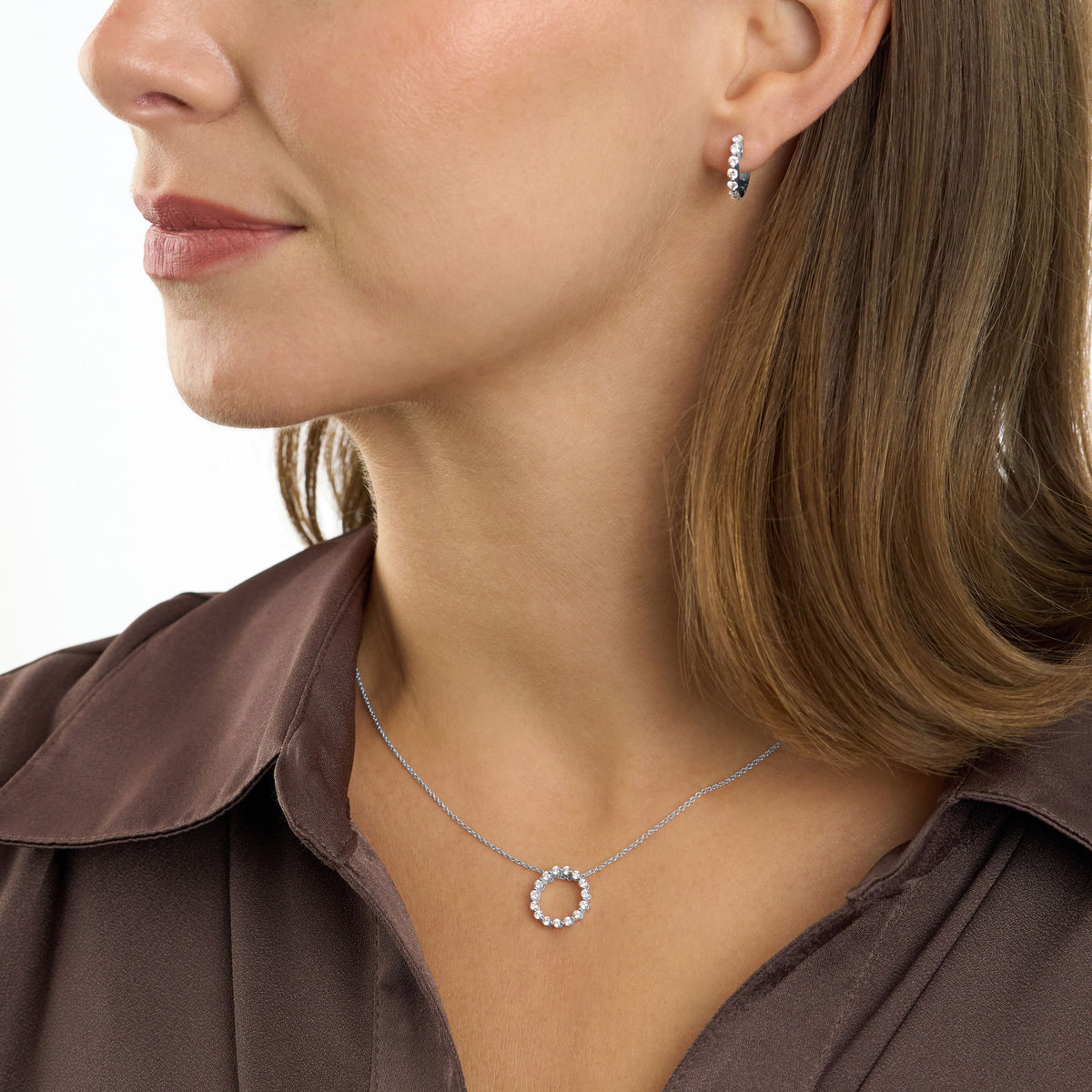 18ct White Gold Diamond Set Hoop Earrings