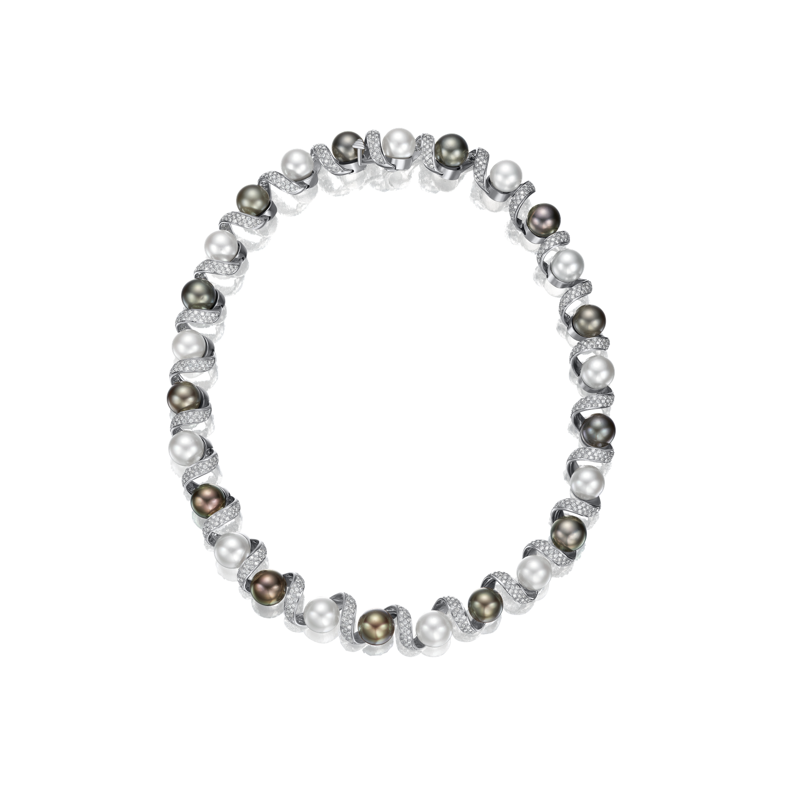 South Sea Cultured Pearl and Diamond Necklace and Earrings Suite