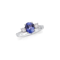 1.77cts Sapphire and Diamond Three Stone Ring