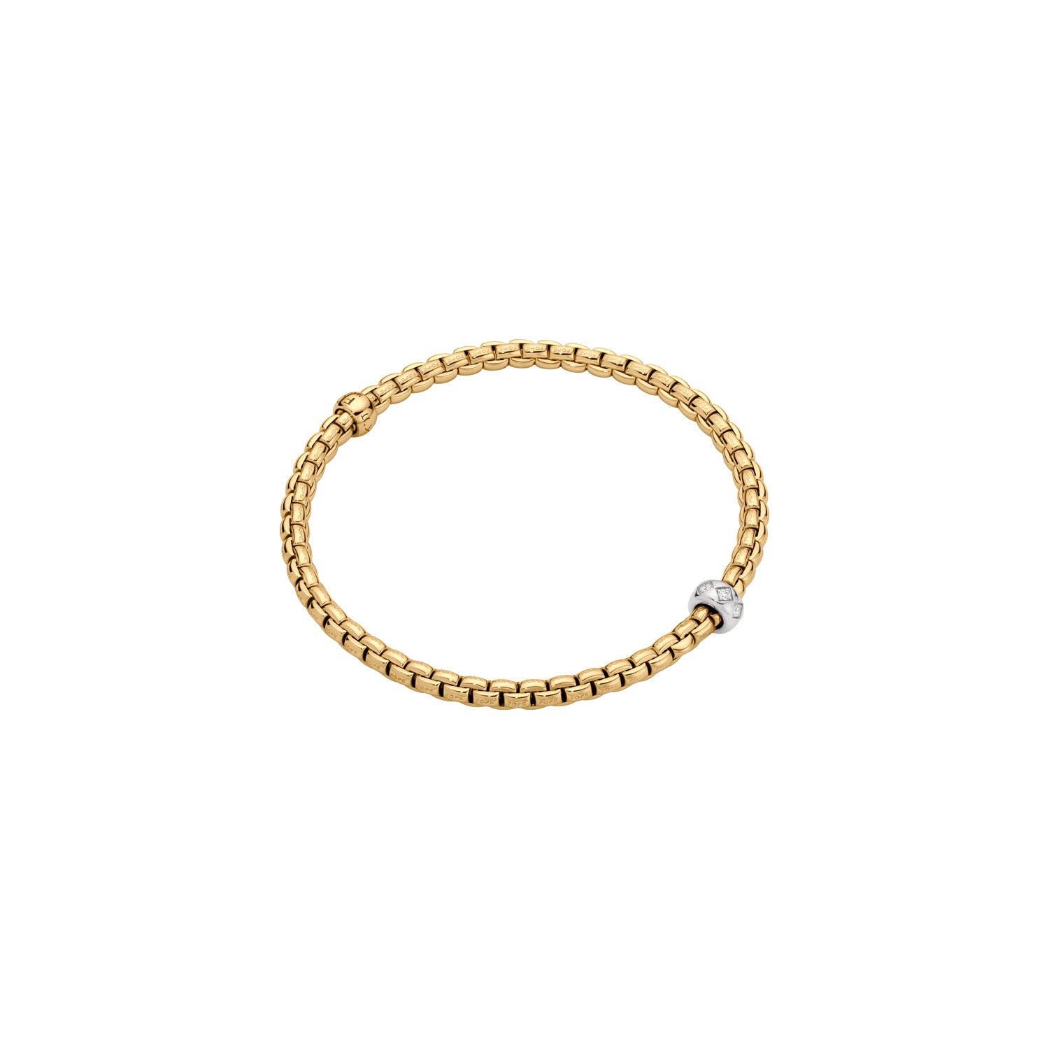 Eka Flex'it 18ct Yellow Gold Bracelet With A Diamond Set Rondel