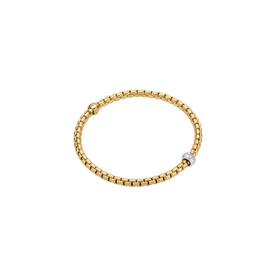 Eka Flex'it 18ct Yellow Gold Bracelet With A Diamond Set Rondel