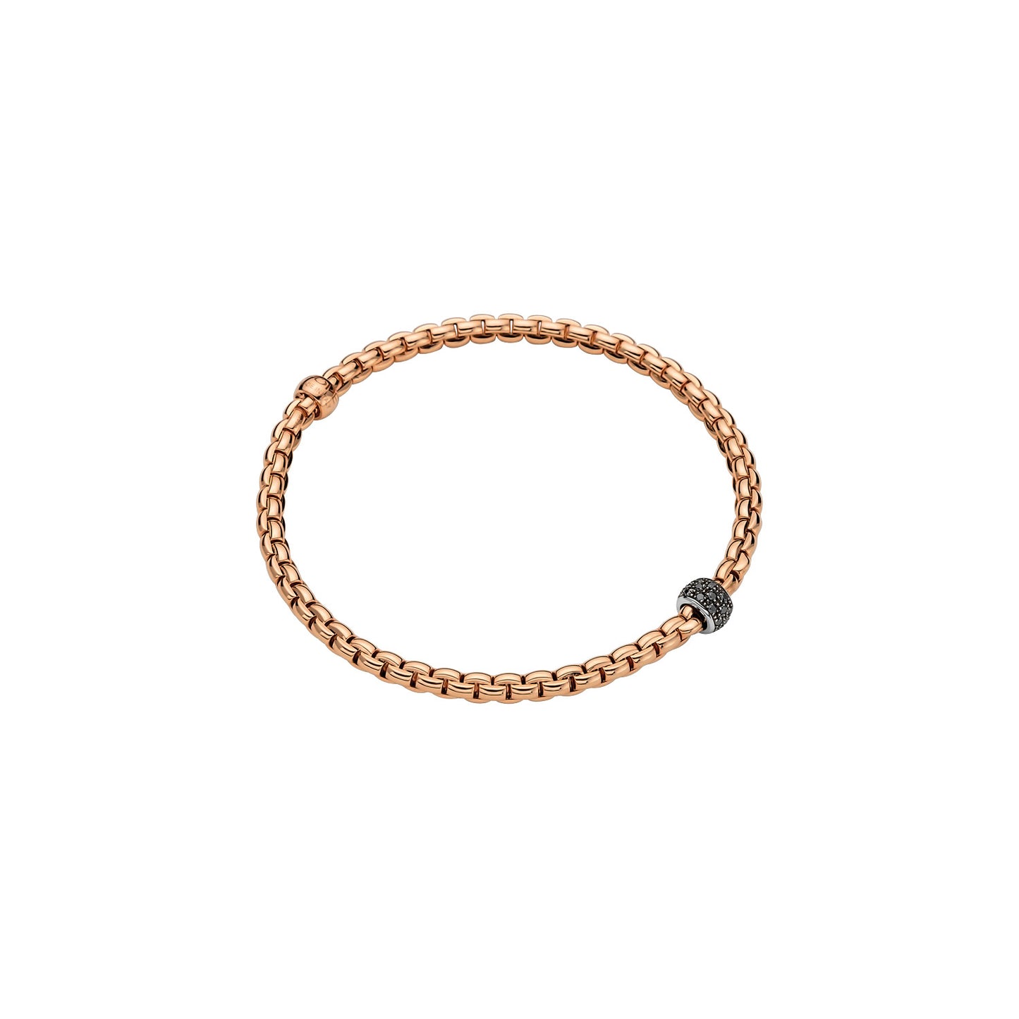 Eka Flex'it 18ct Rose Gold Bracelet With A Pavé Set Black Diamond Rondel