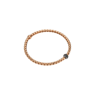 Eka Flex'it 18ct Rose Gold Bracelet With A Pavé Set Black Diamond Rondel