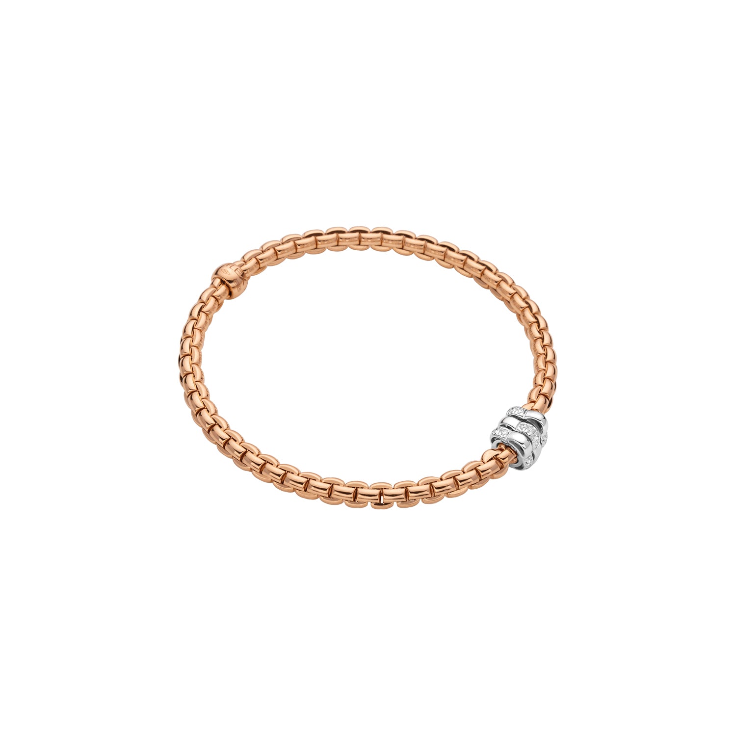 Eka Flex'it 18ct Rose Gold Bracelet With Three Pavé Diamond Rondels