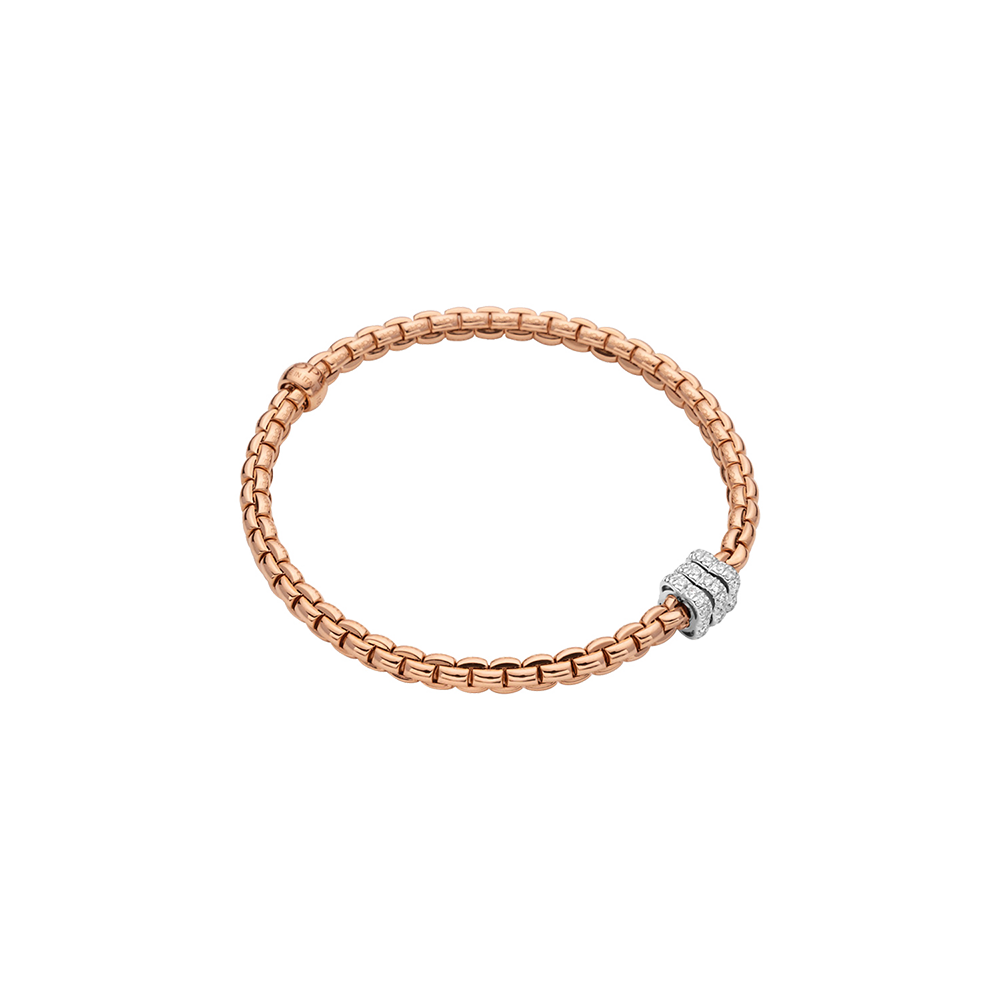 Eka Flex'it 18ct Rose Gold Bracelet With Three Pavé Diamond Rondels