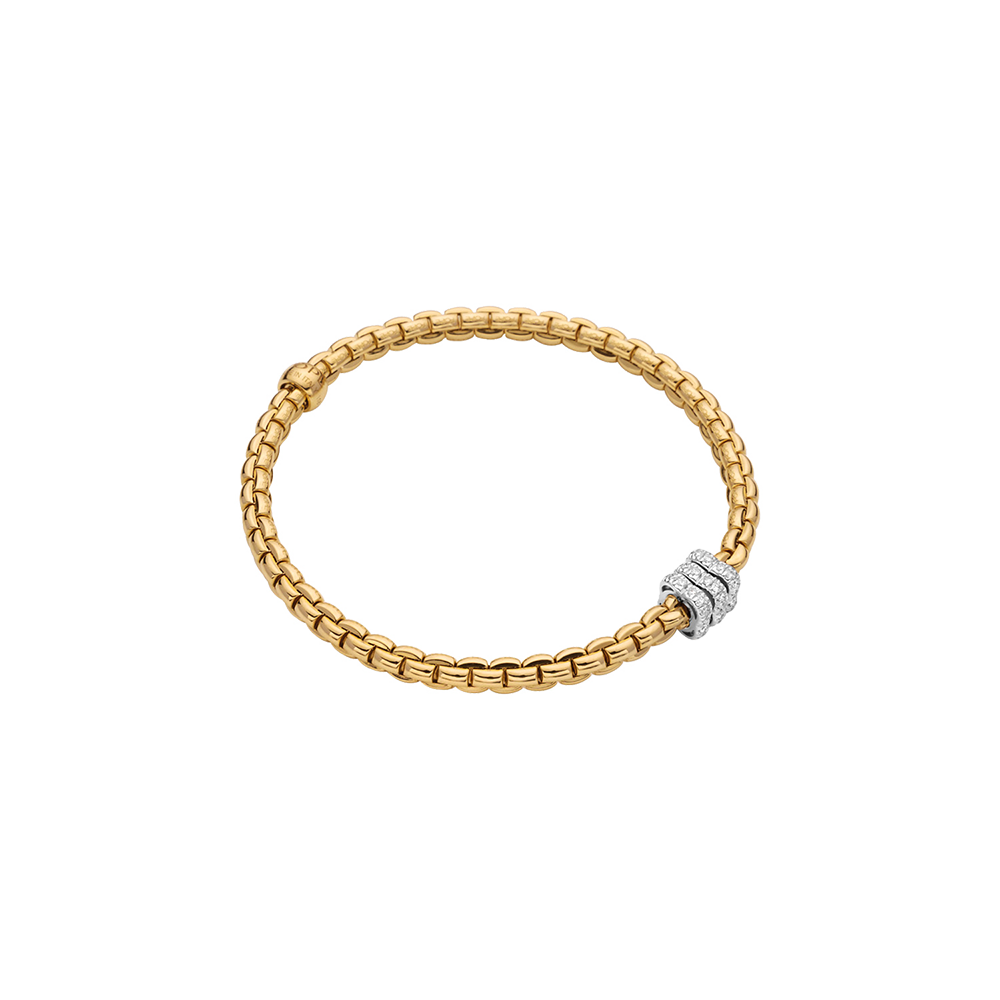 Eka Flex'it 18ct Yellow Gold Bracelet With Three Pavé Diamond Rondels
