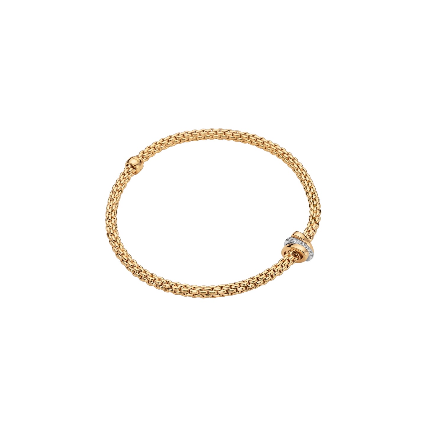 Prima Flex'it 18ct Yellow Gold Bracelet With A Diamond Set Rondel