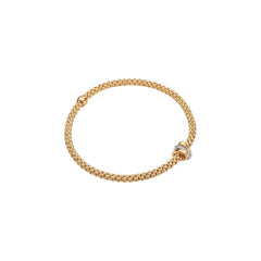 Prima Flex'it 18ct Yellow Gold Bracelet With A Diamond Set Rondel