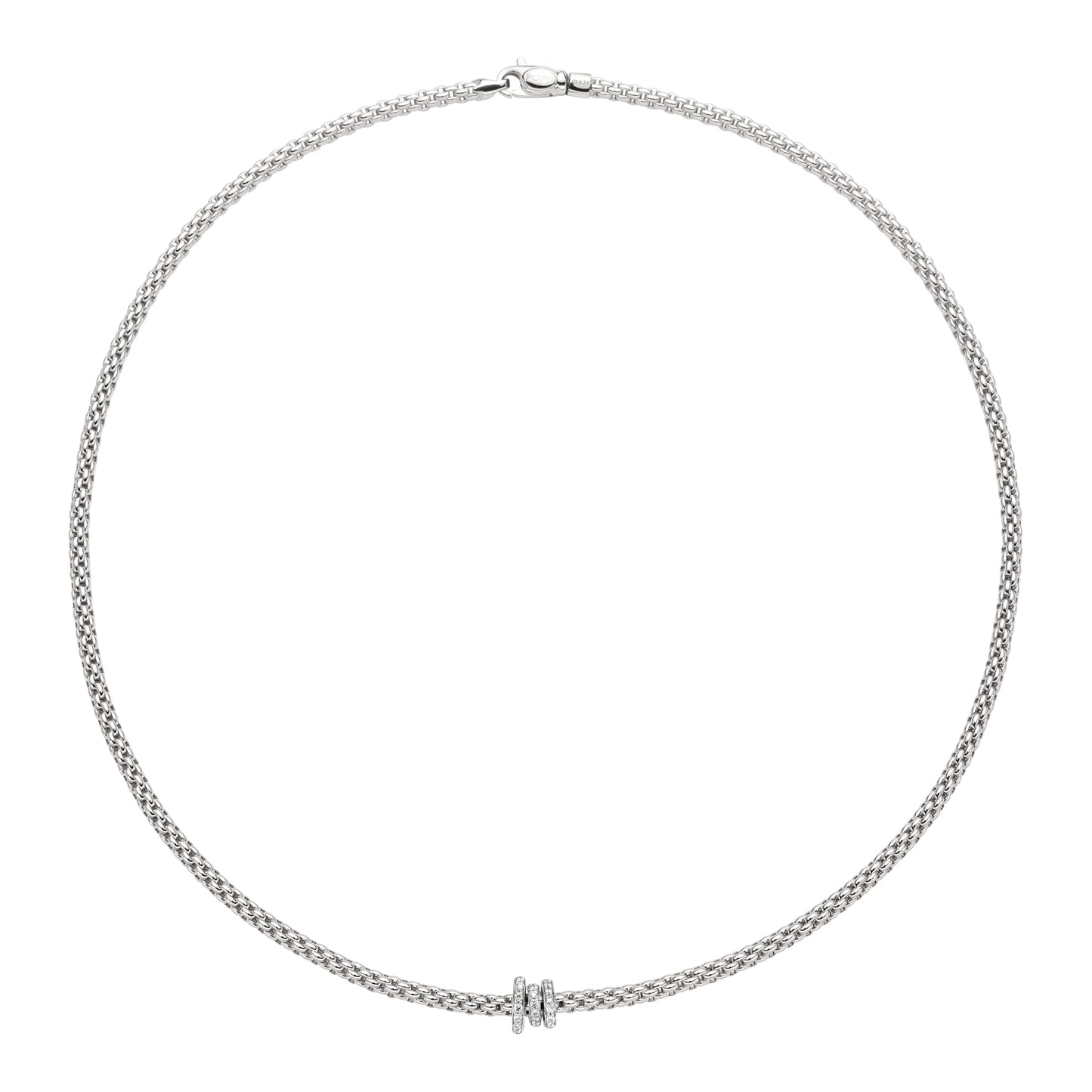Prima Flex'it 18ct White Gold Necklace With Three Diamond Set Rondels