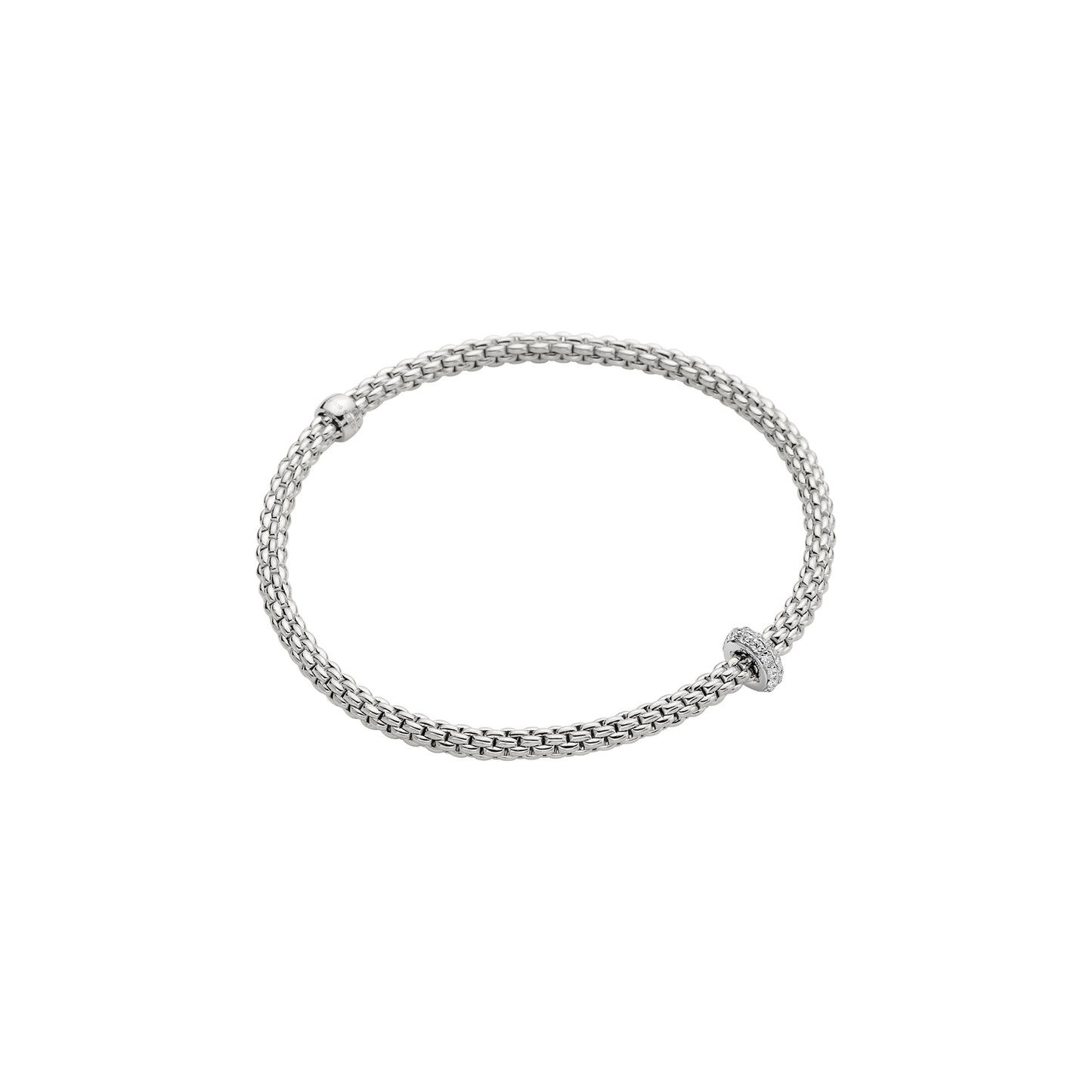 Prima Flex'It 18ct White Gold Bracelet With A Diamond Set Rondel