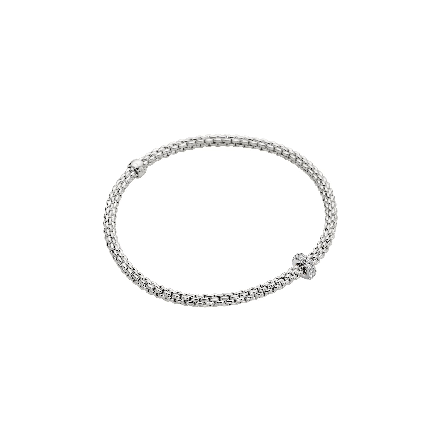Prima Flex'It 18ct White Gold Bracelet With A Diamond Set Rondel