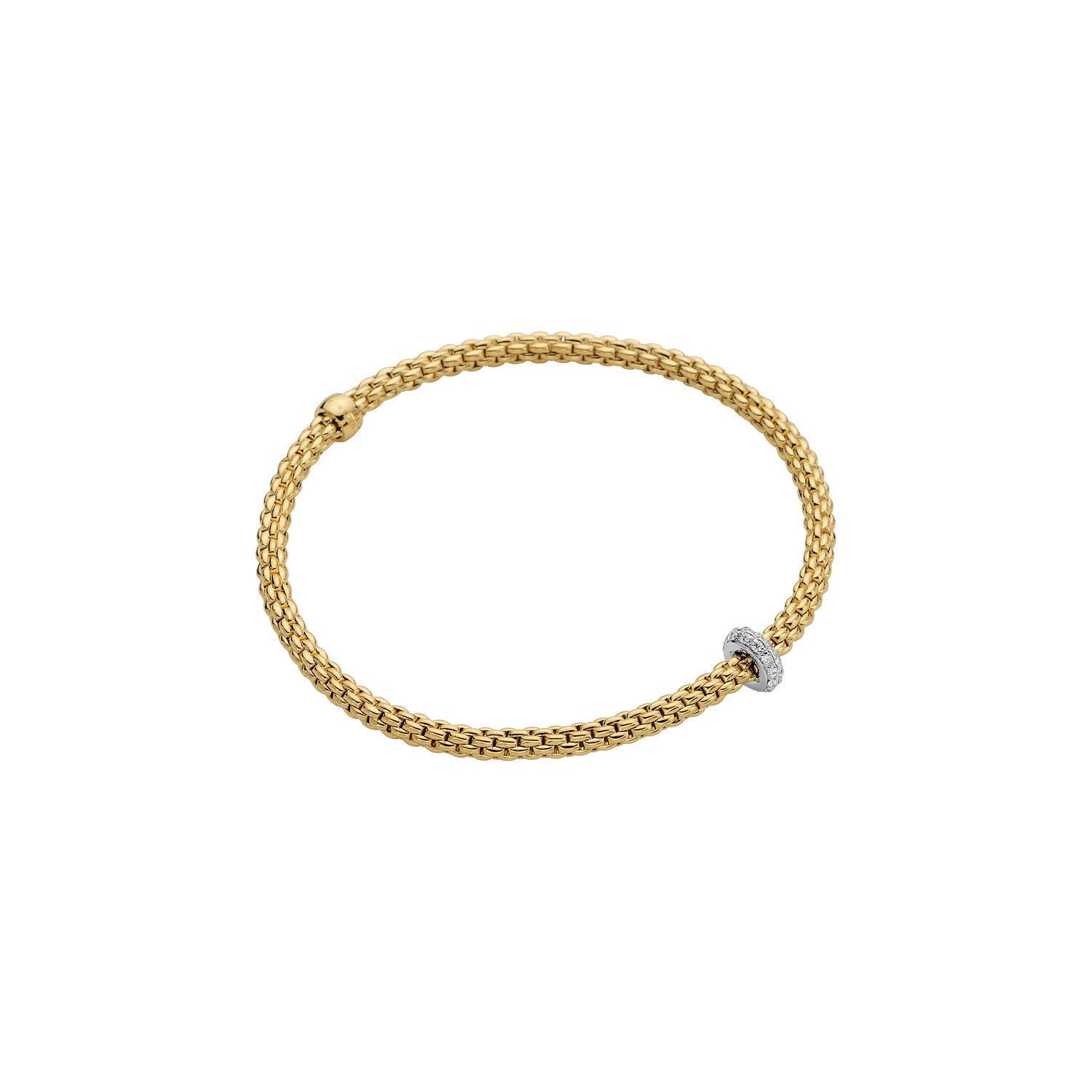 Prima Flex'it 18ct Yellow Gold Bracelet With A Diamond Set Rondel