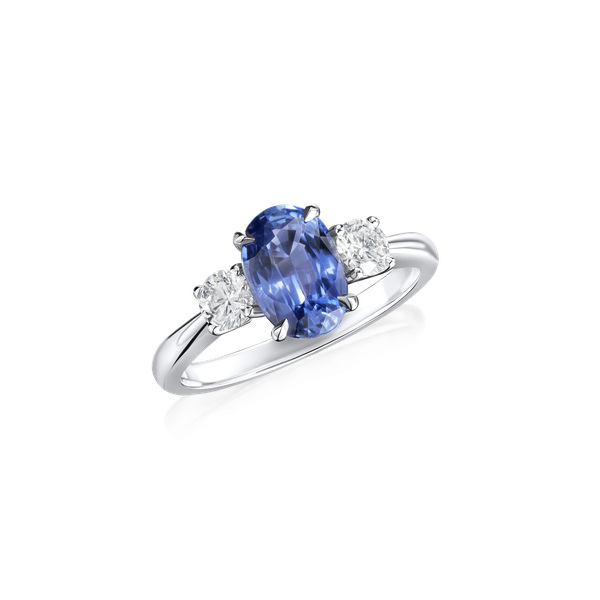 1.49cts Sapphire and Diamond Three Stone Ring G Collins & Sons