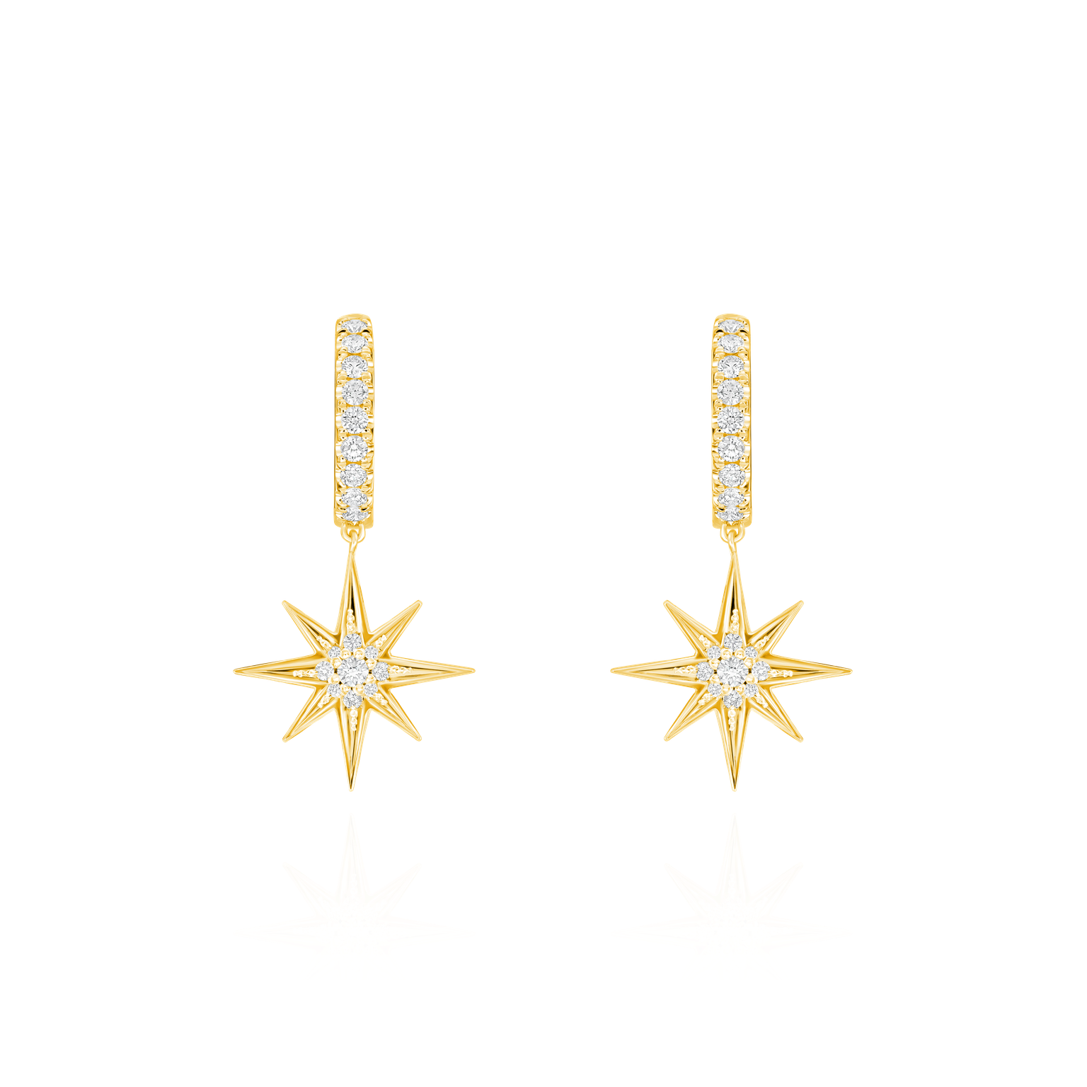 Sienna Collection 18ct Yellow Gold Diamond Set Hoop Drop Earrings
