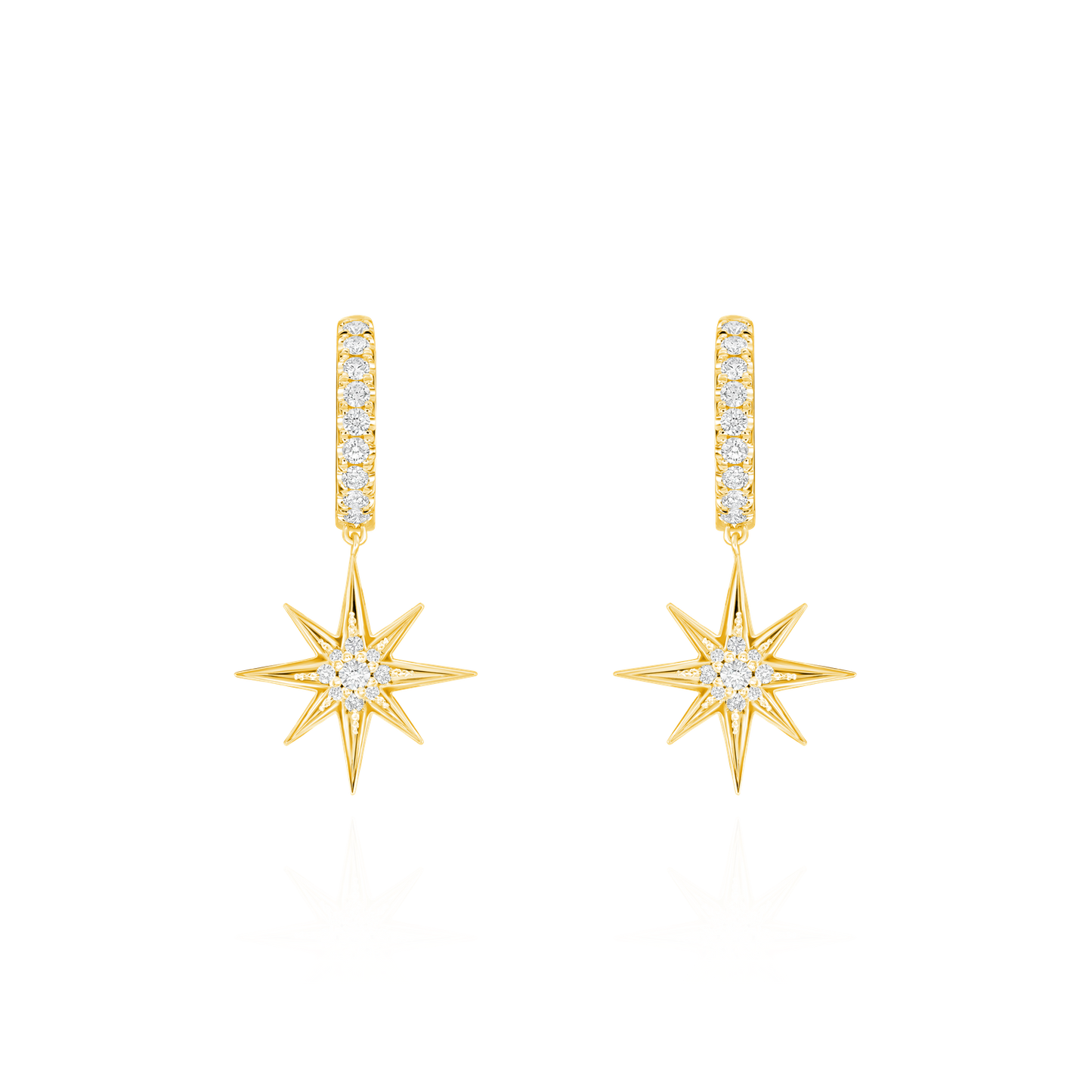 Sienna Collection 18ct Yellow Gold Diamond Set Hoop Drop Earrings