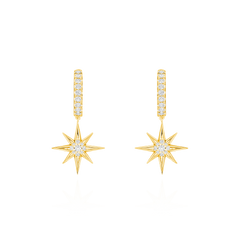 Sienna Collection 18ct Yellow Gold Diamond Set Hoop Drop Earrings
