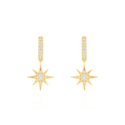 Sienna Collection Star 0.39cts Diamond Hoop Earrings