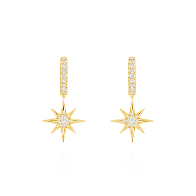 Sienna Collection 18ct Yellow Gold Diamond Set Hoop Drop Earrings