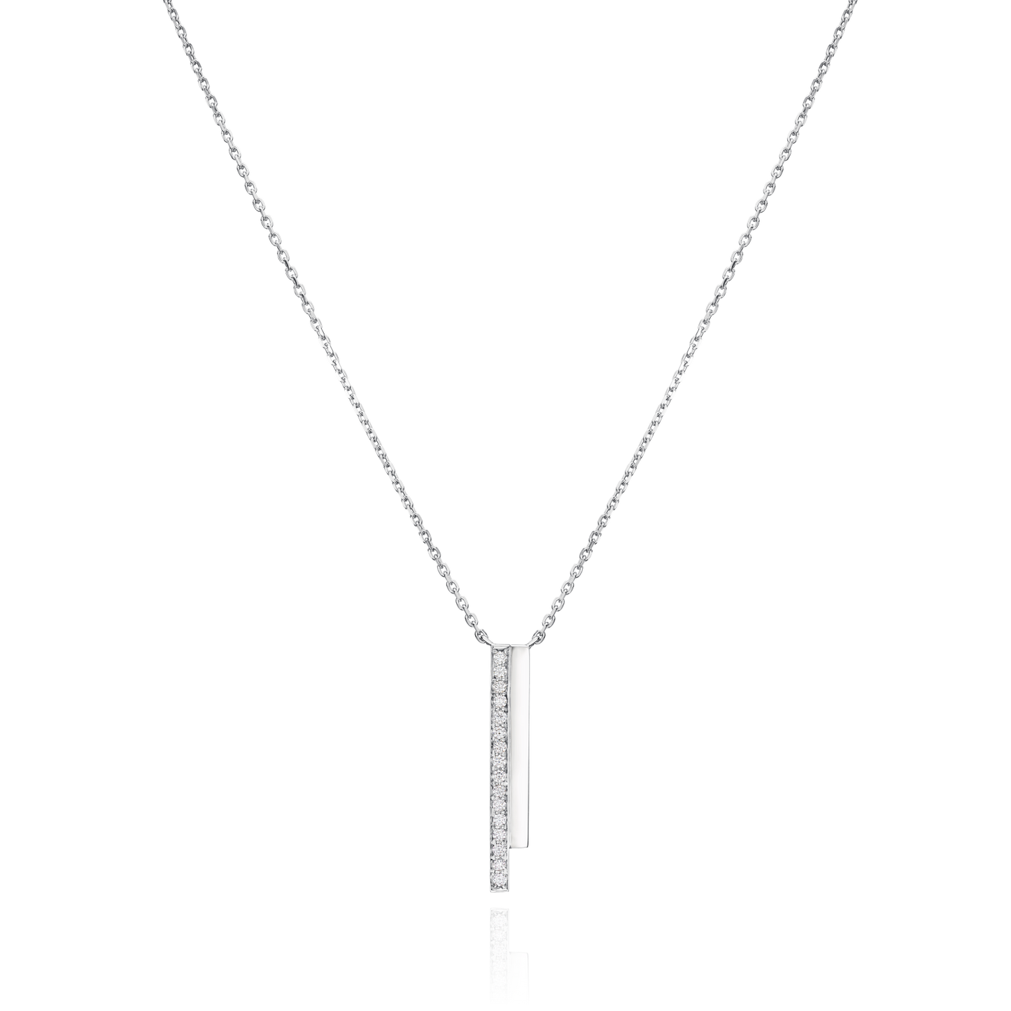 Skyline Collection Two Row Diamond Set Platinum Pendant