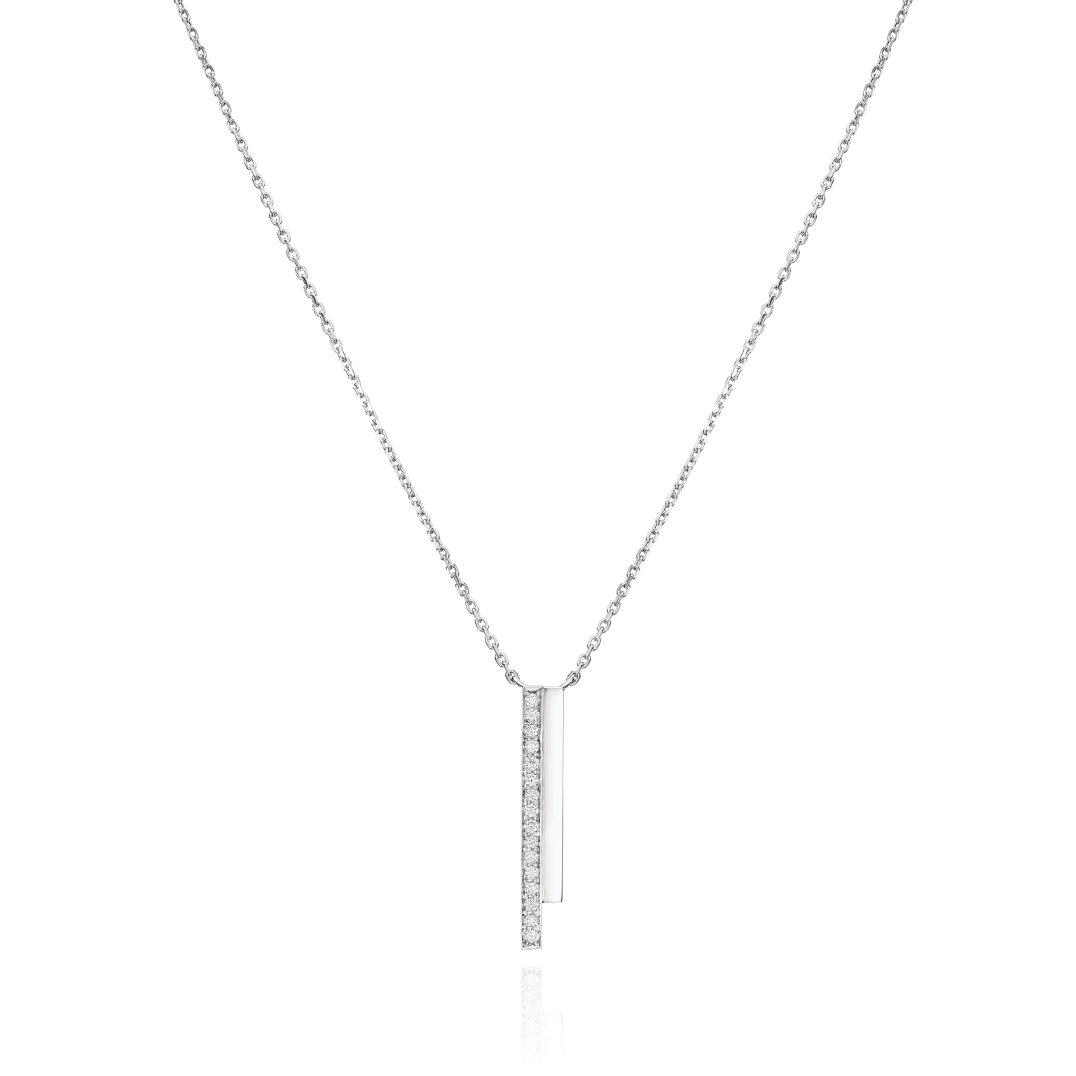 Skyline Collection Two Row Diamond Set Platinum Pendant