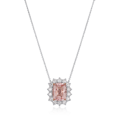 10.06cts Cushion-Shape Morganite Cluster Pendant