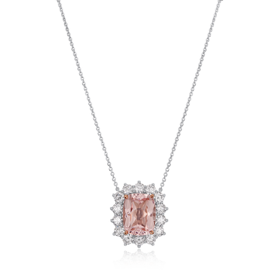 10.06cts Cushion-Shape Morganite Cluster Pendant