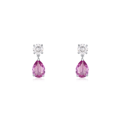Pink Sapphire and Diamond Drop Earrings