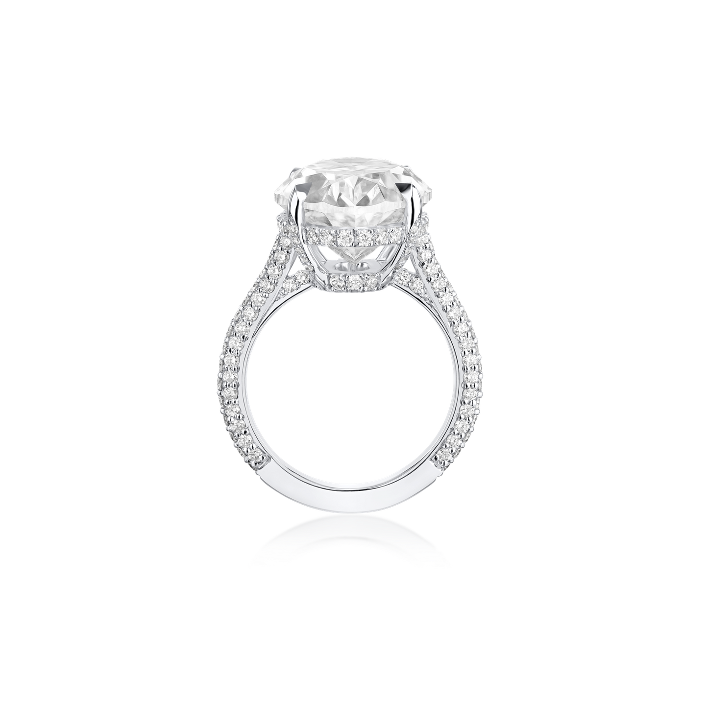 8.01cts Oval Cut Diamond Ring With Diamond Set Shoulders