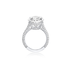8.01cts Oval Cut Diamond Ring With Diamond Set Shoulders