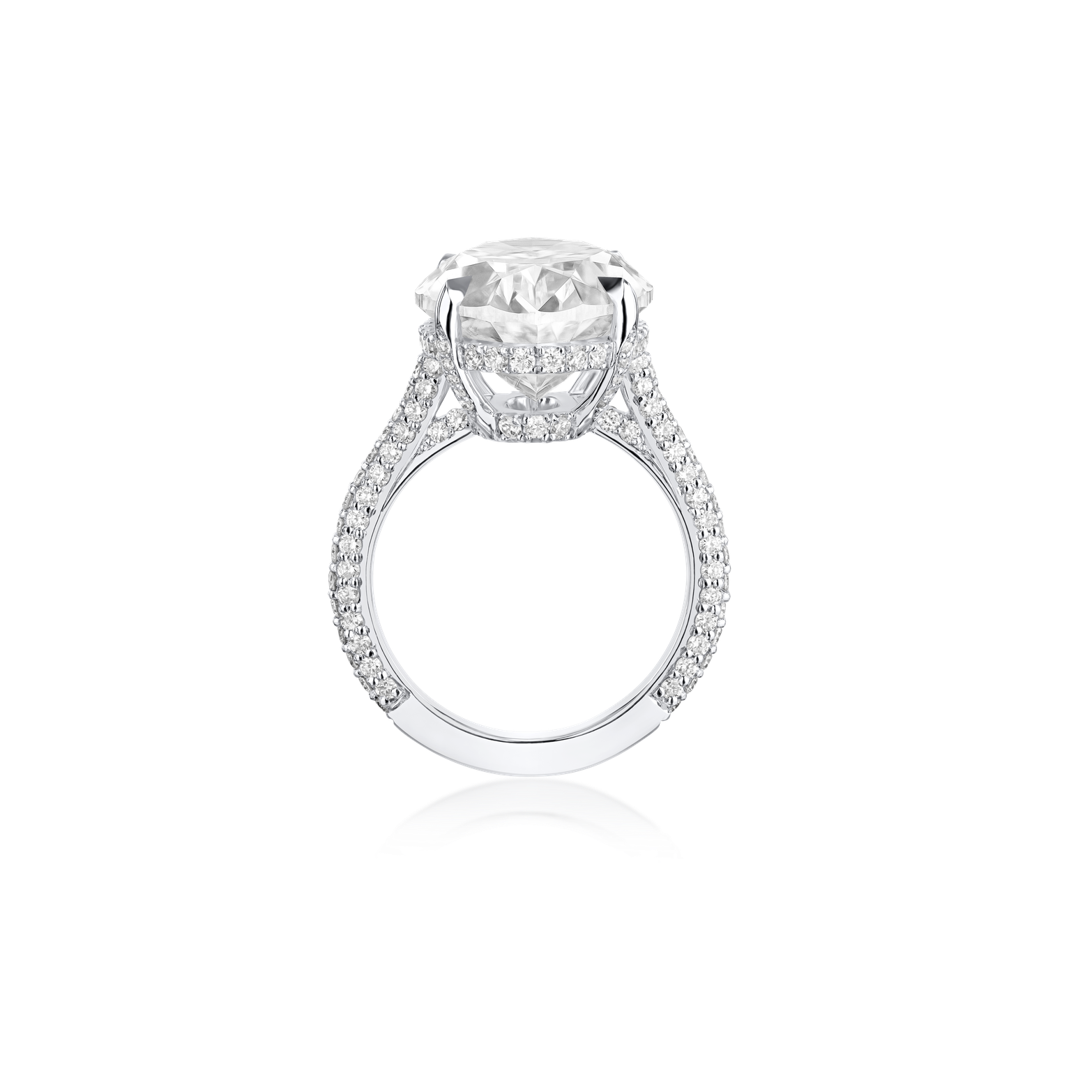 8.01cts Oval Cut Diamond Ring With Diamond Set Shoulders